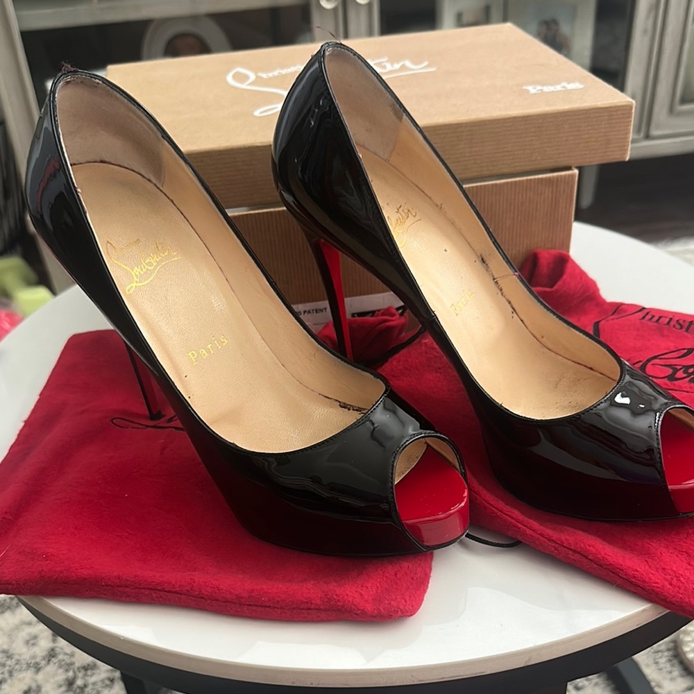 Christian Louboutin Black Red Sole Stiletto Heels